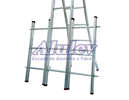 Escada Profissional Alumínio 2 Lances 6 Degraus Alulev